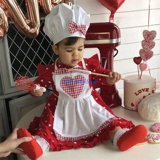 Baby Chef Hat & Apron Photo Prop Costume Set | 0–12 Months Baby Photo Costume Peaceful Pleasures Health and Wellness Boy L China Mainland