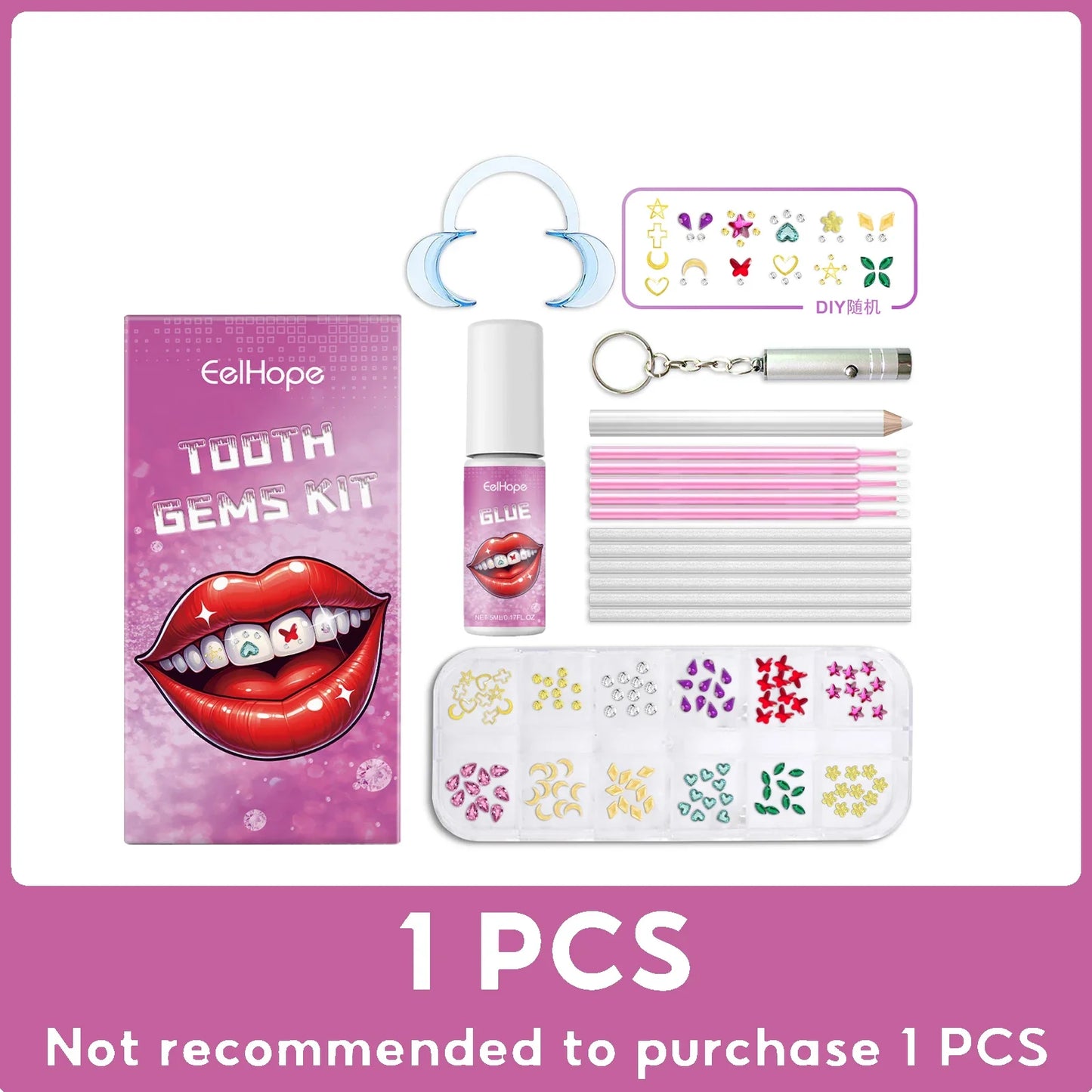 EELHOPE Tooth Gems Kit – UV Lamp, Glue & Gem Pen DIY Set