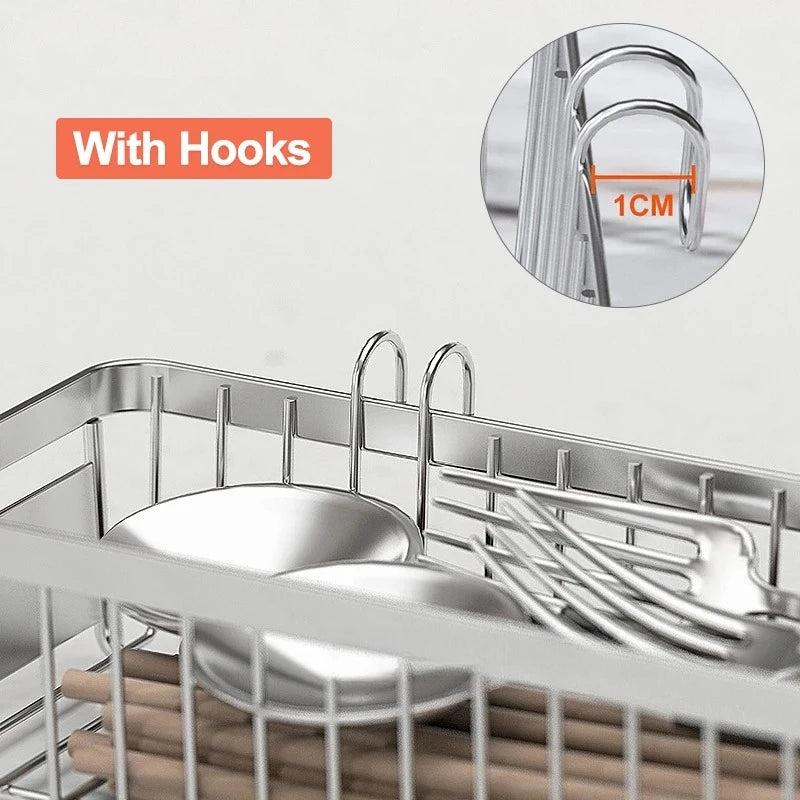 Hanging Cutlery Holder Drainer Spoon Fork Chopsticks Storage Basket Rack 304 Stainless Steel Tool Organizer,Kitchen Accessories Peaceful Pleasures Health and Wellness