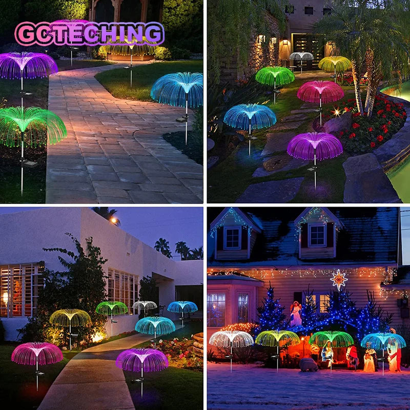 Solar Jellyfish Fiber Optic Garden Stake Light | Colorful LED