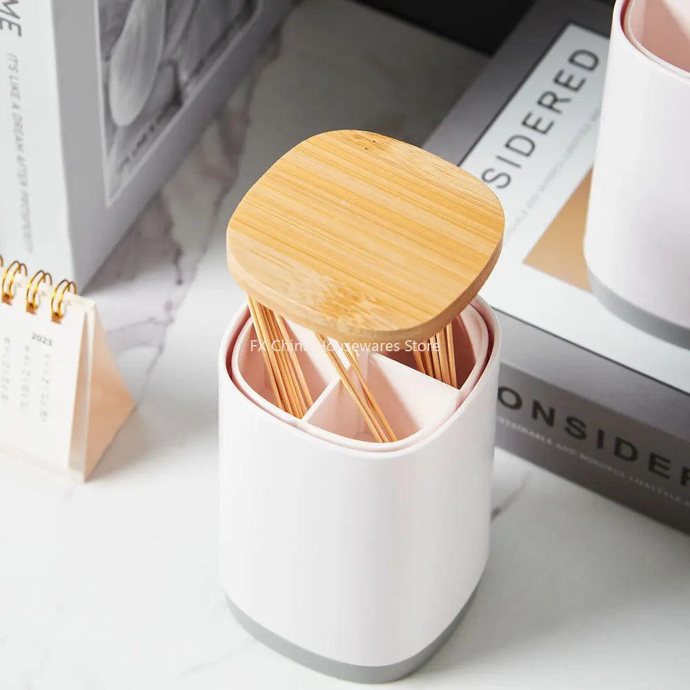 Household creative press-type toothpick box large-capacity grid toothpick tube simple personality toothpick storage tube Peaceful Pleasures Health and Wellness