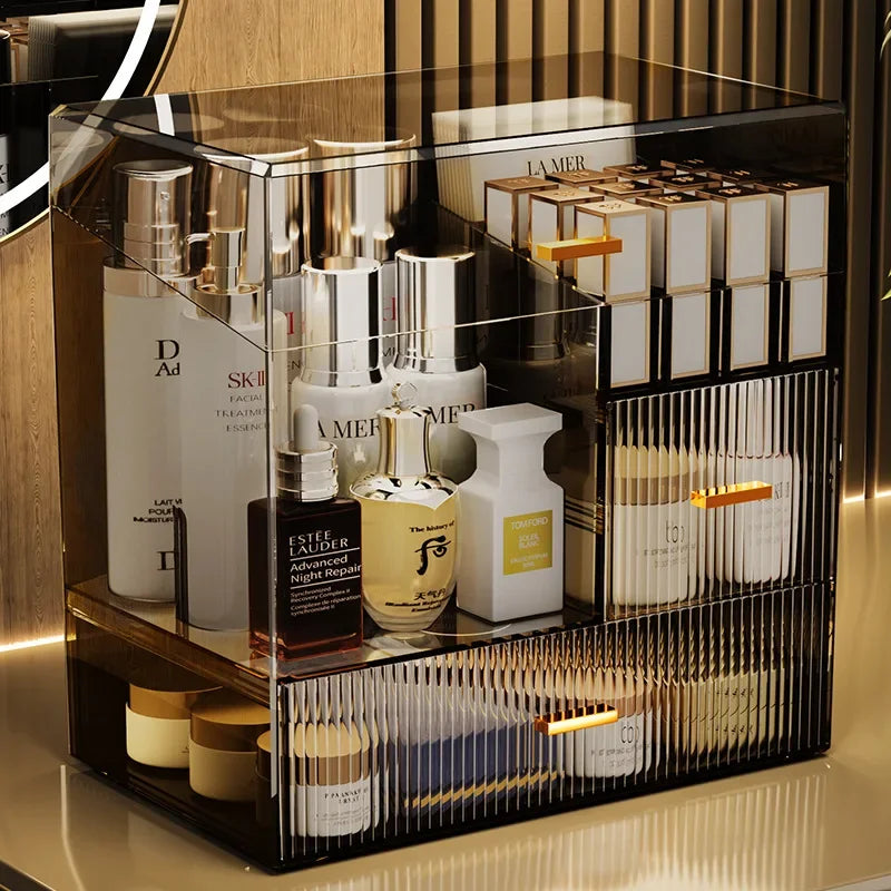 Large Acrylic Cosmetics Organizer Box – Dustproof Makeup Storage