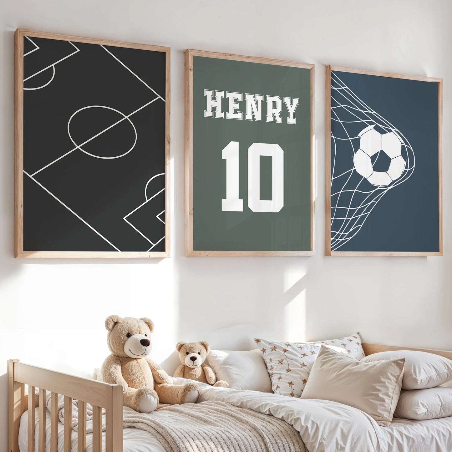 3-Piece Personalized Football Canvas Wall Art | Kids Room Decor