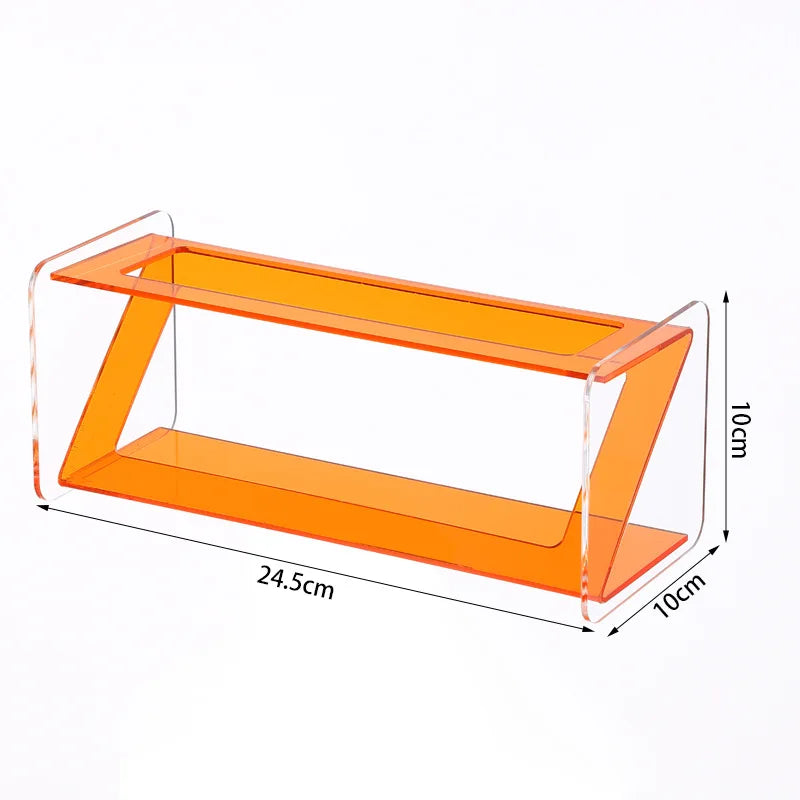 Multifunctional Clear Acrylic Desktop Remote Control Holder Adjustable Dividers for Organized Storage of Electronics Accessories Peaceful Pleasures Health and Wellness Orange