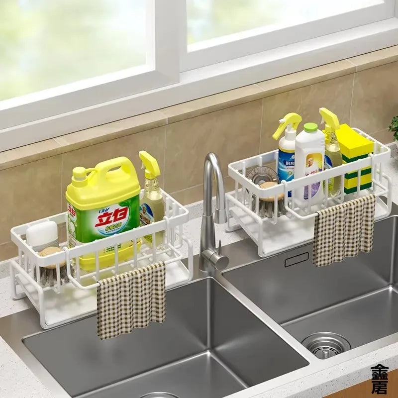 Kitchen Sink Caddy Organizer – Sponge, Soap & Towel Bar Rack