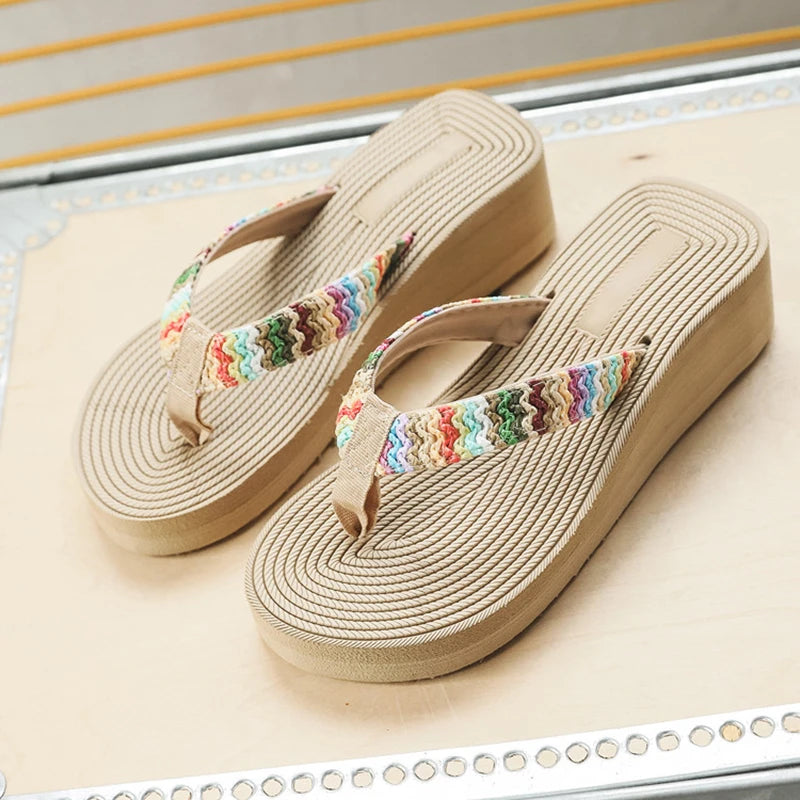 Women's Bohemian Wedge Flip Flops – Beach Sandals & Slippers