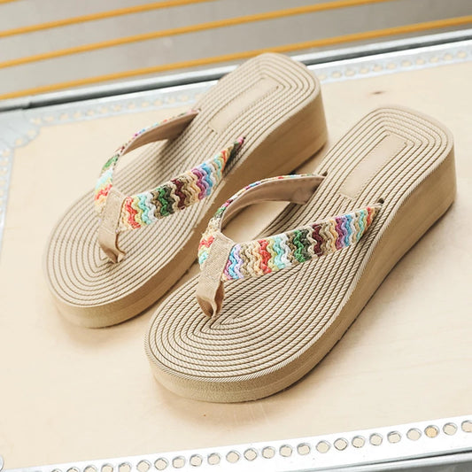 Women's Bohemian Wedge Flip Flops – Beach Sandals & Slippers Wedge Flip Flops Peaceful Pleasures Health and Wellness