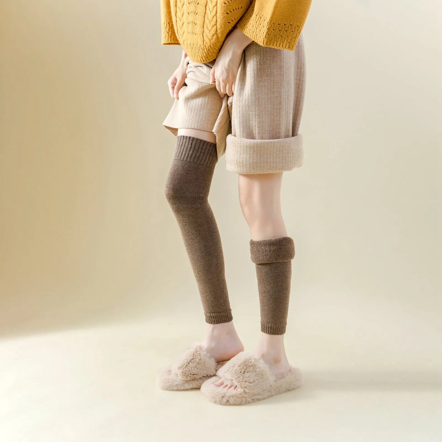 Thick Wool Cashmere Knee Sleeves – Warm Leg Warmers Unisex