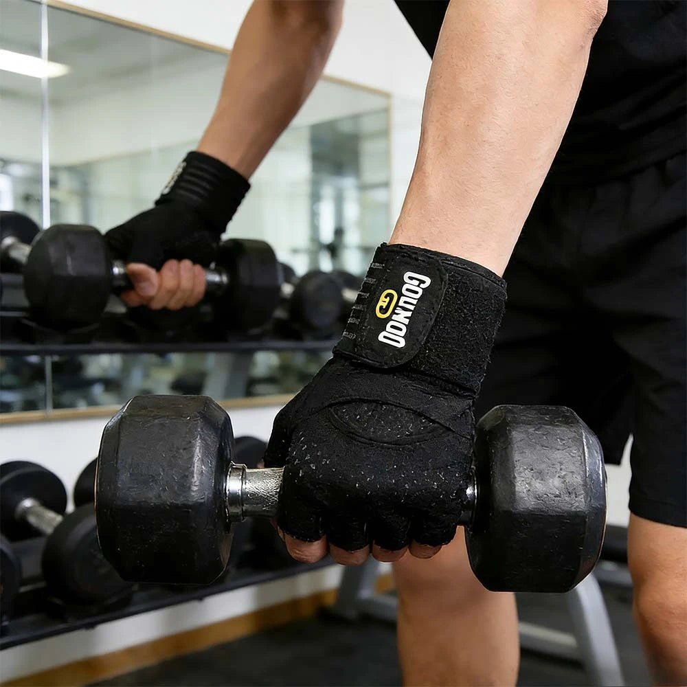 Wrist Support Workout Gloves, Anti-Slip Breathable Half Finger for Weightlifting, Gym, Pull-Ups, Dumbbell, Cycling, Climbing Peaceful Pleasures Health and Wellness