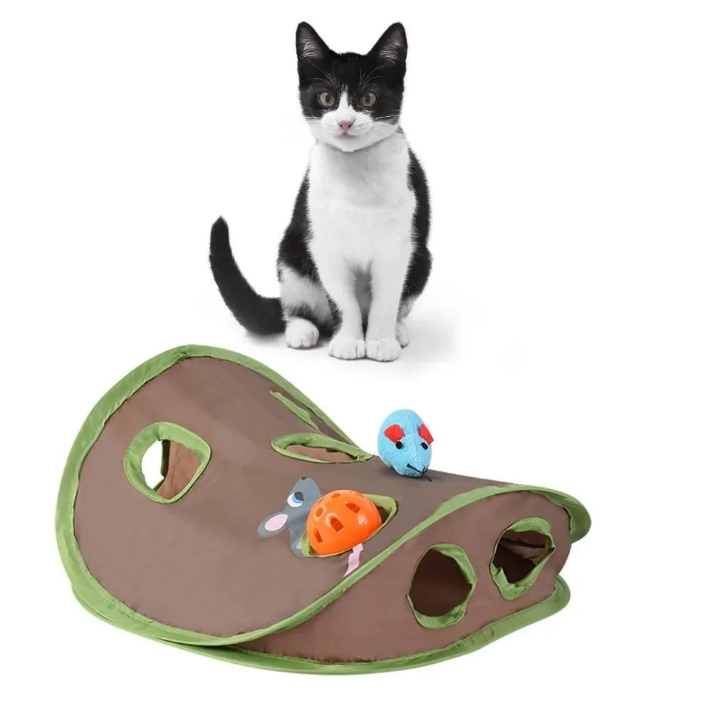 Interactive 9-Hole Cat Tunnel Hide & Seek Mouse Hunt Toy Interactive Cat Toy Peaceful Pleasures Health and Wellness