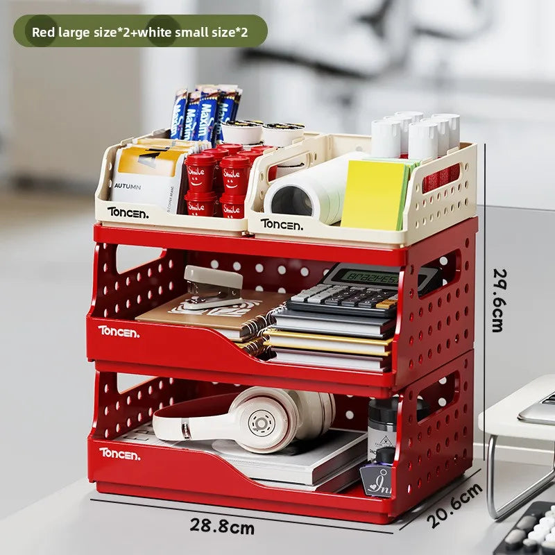 Foldable Desktop Organizer – Multi-Layer File & Book Storage