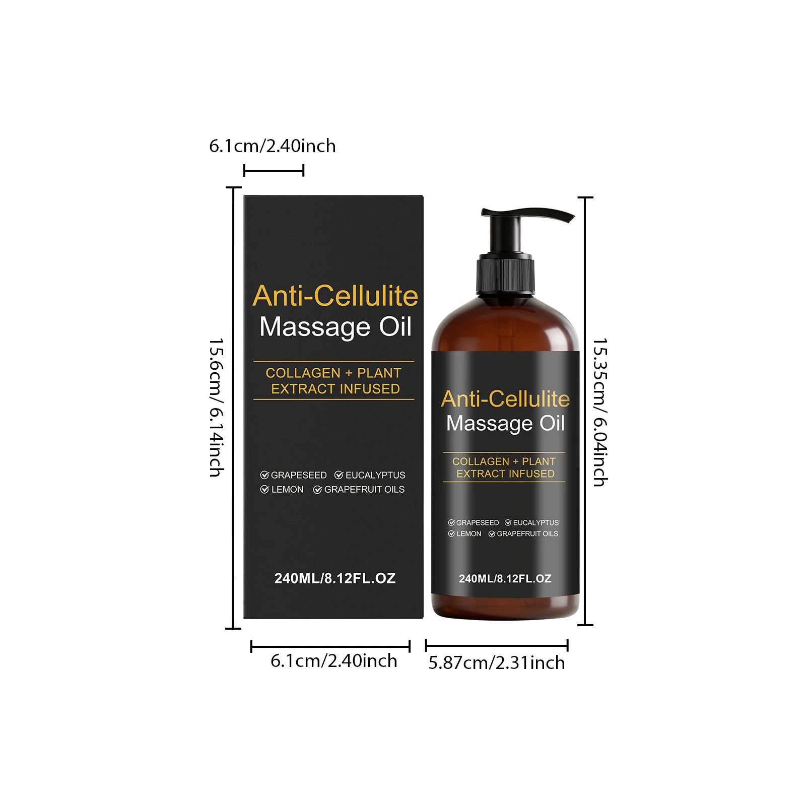 Firming Body Massage Oil – Collagen Anti-Cellulite 240ml Peaceful Pleasures Health and Wellness 240ml Boxed