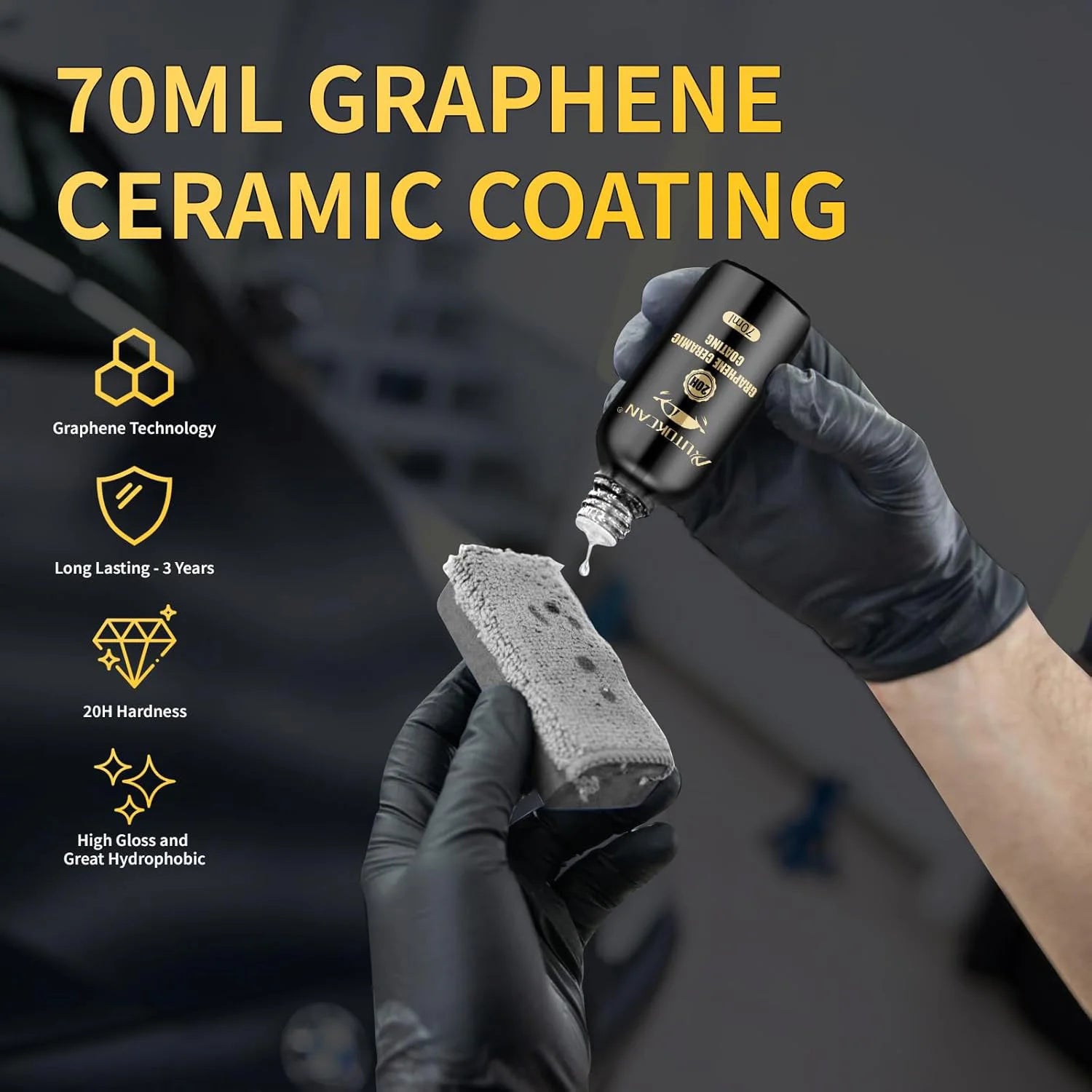 Graphene Ceramic Coating Advanced 20H Ceramic Coating for Cars High Gloss Nano Graphene Coat Kit Hydrophbic Mirror Paint Peaceful Pleasures Health and Wellness