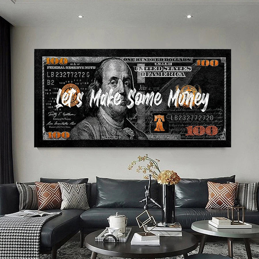 Modern Pop Hundred Dollar Posters and Prints Inspirational Dollar Bill Pop Wall arts Canvas Painting for Living Room No Frame Peaceful Pleasures Health and Wellness