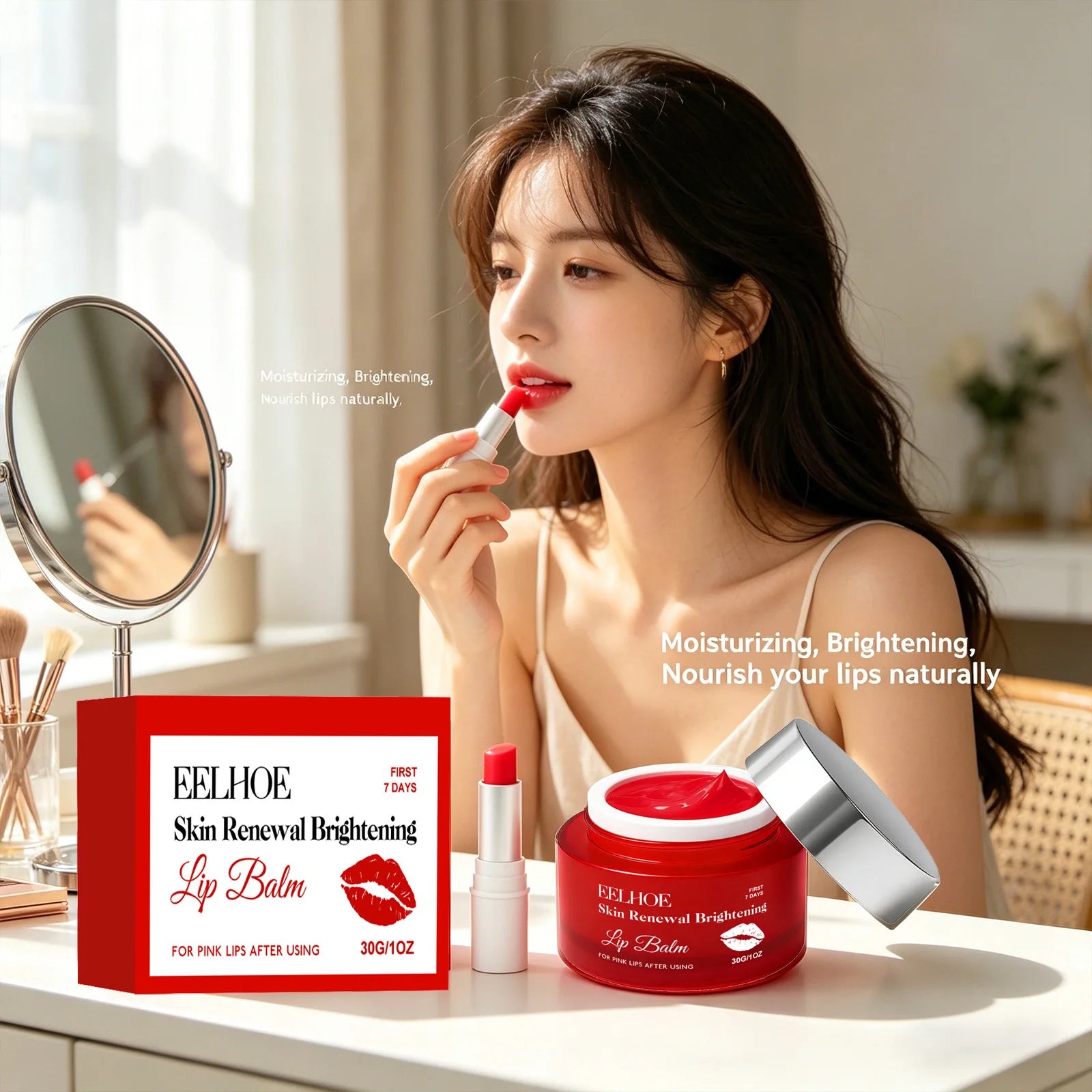 Hydrating Lip Balm Fading Lip Lines Reduce Dryness Lighten Pigmentation Brightening Moisturizing Soft Plump Pink Lips Care Cream Peaceful Pleasures Health and Wellness