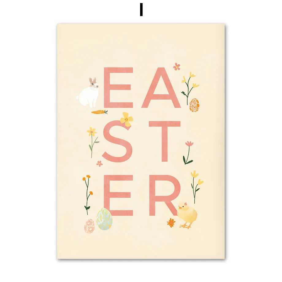 Easter Spring Pastels Minimalist Canvas Wall Art | Nordic Print