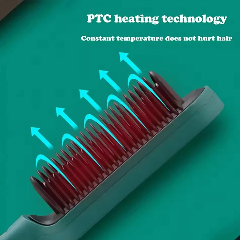 2-In-1 Electric Professional Negative Ion Straight Hair Brush Curling Comb With Lcd Display Curling Tool Straight Hair Brush Peaceful Pleasures Health and Wellness