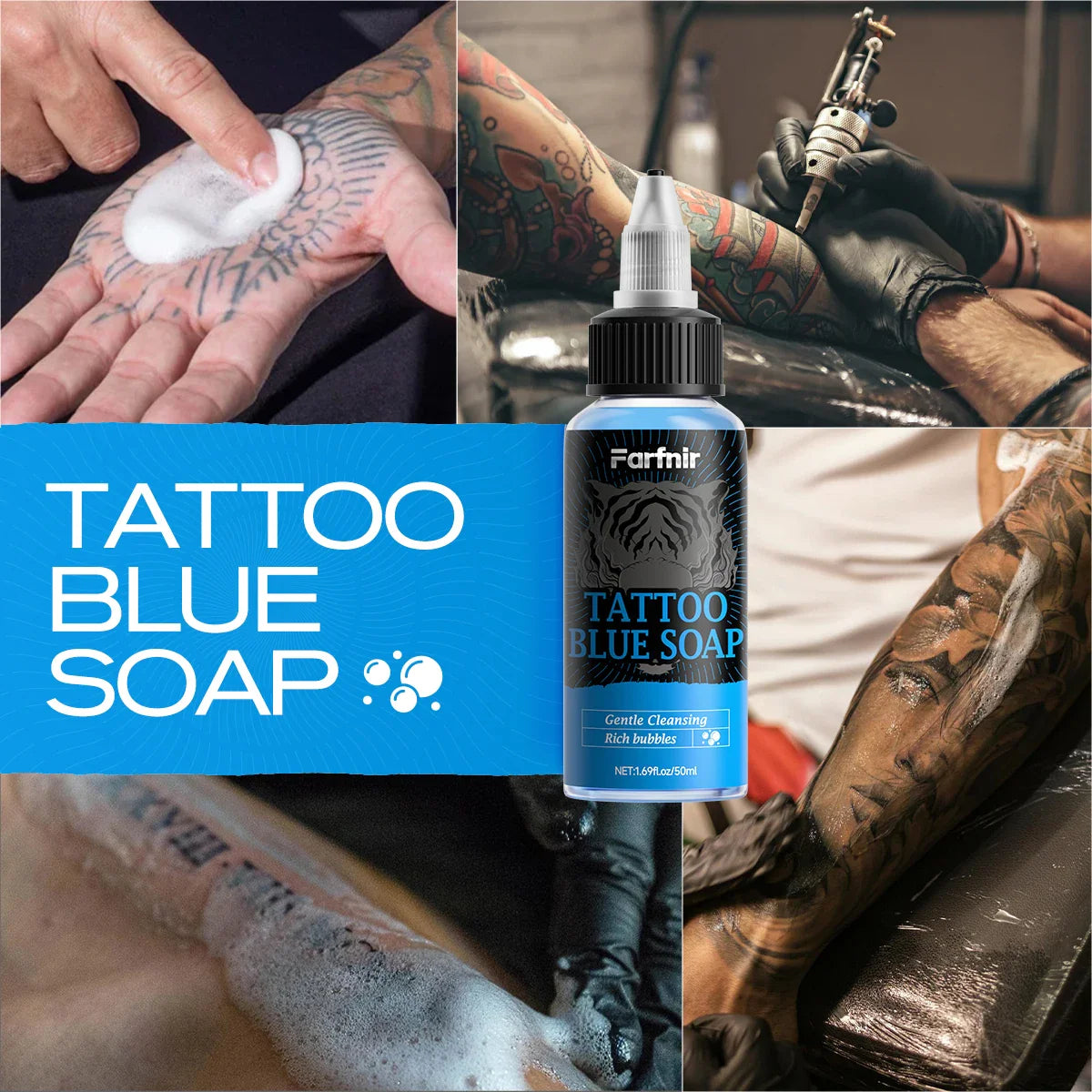 Tattoo Blue Soap – Foaming Cleanser for Vibrant Tattooed Skin