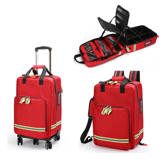 Large Capacity Empty Trolley First Aid Bag Waterproof EMS Backpack for Medical Outdoor Clinic Nursing Earthquake Rescue Kit Peaceful Pleasures Health and Wellness