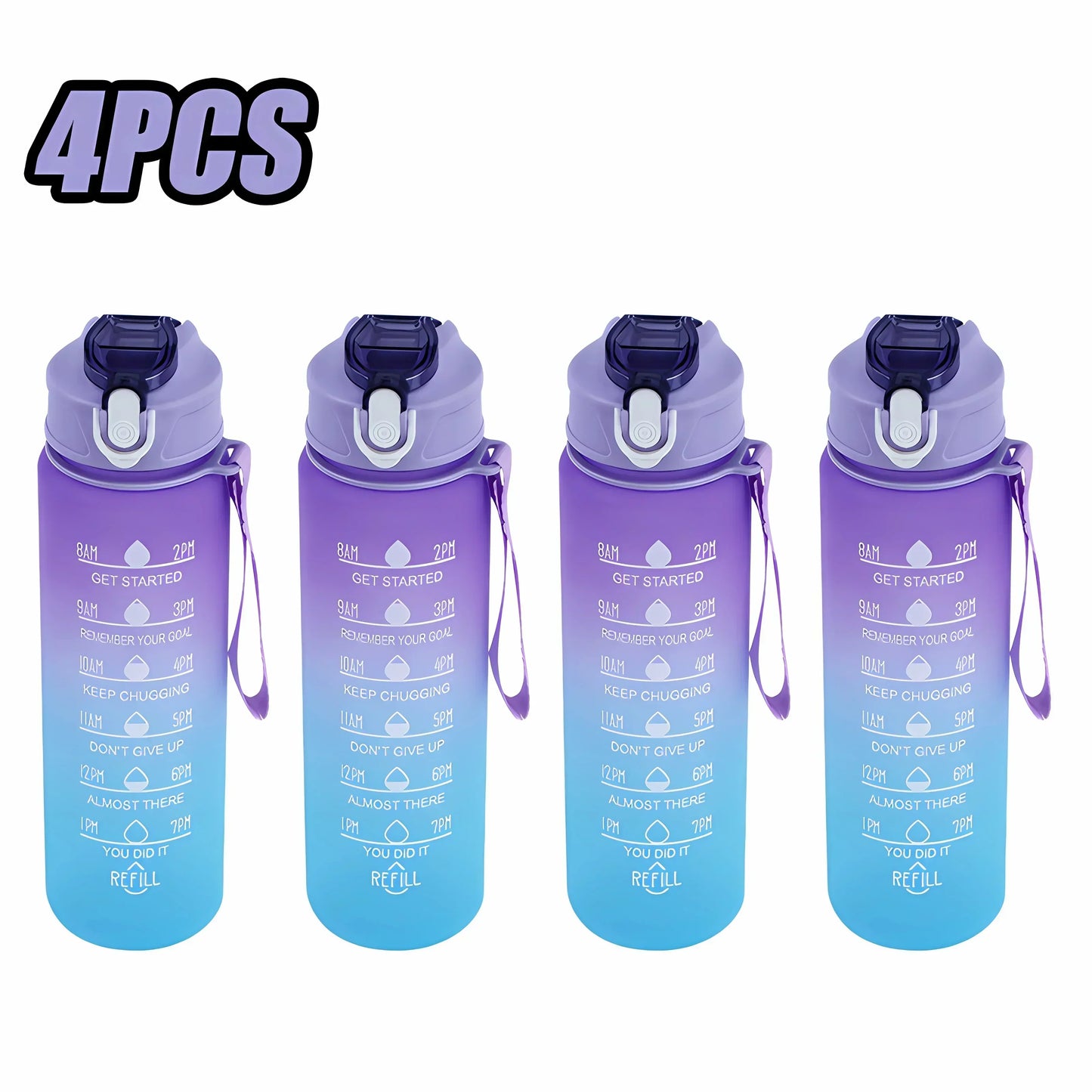900ml Rainbow Frosted Sports Water Bottle with Straw – BPA-Free