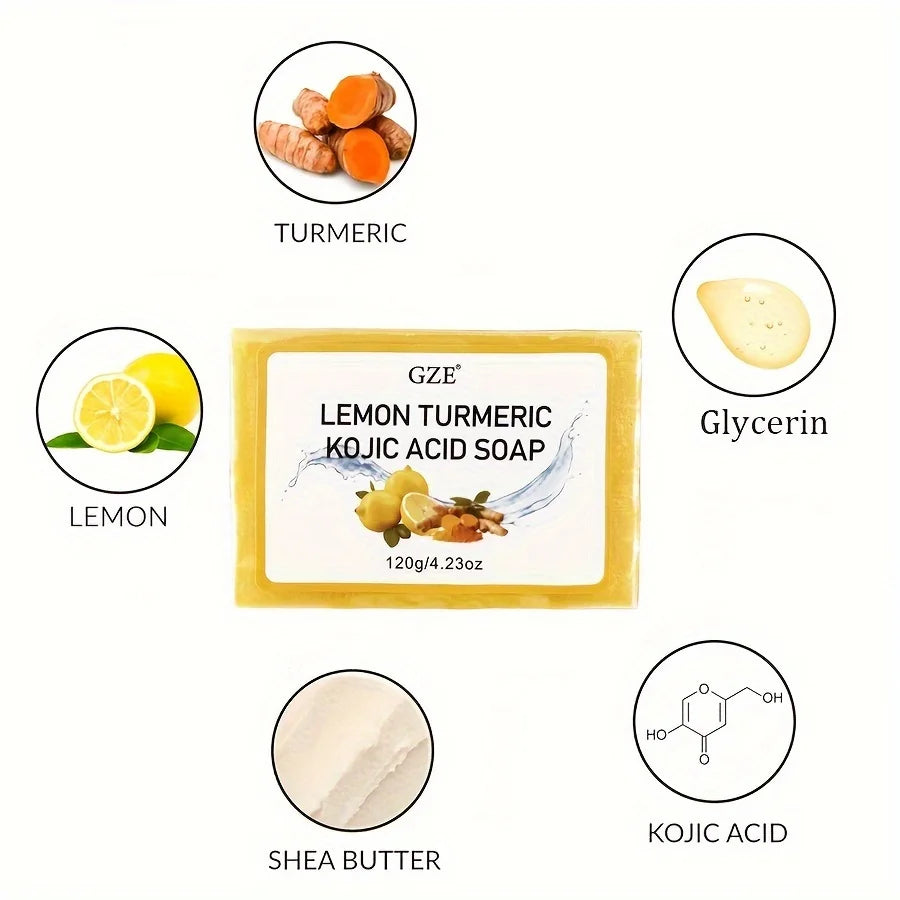 GZE Turmeric Kojic Acid Soap – Dark Spots, Shea Butter, Lemon