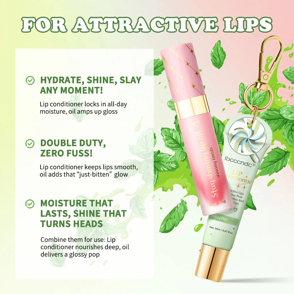 ibcccndc Lip Oil & Lipstick Combo | Hydrating Lip Gloss Set Lip Oil Combo Set Peaceful Pleasures Health and Wellness