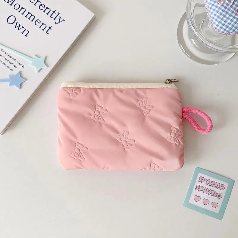 Heart Bow Coin Purse Zipper Cosmetic Pouch – Mini Organiser