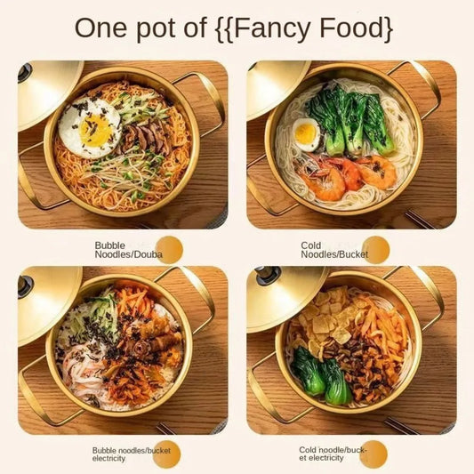 Korean Mini Ramen Pot | Stainless Steel Soup Hot Pot with Lid Ramen Soup Pot Peaceful Pleasures Health and Wellness