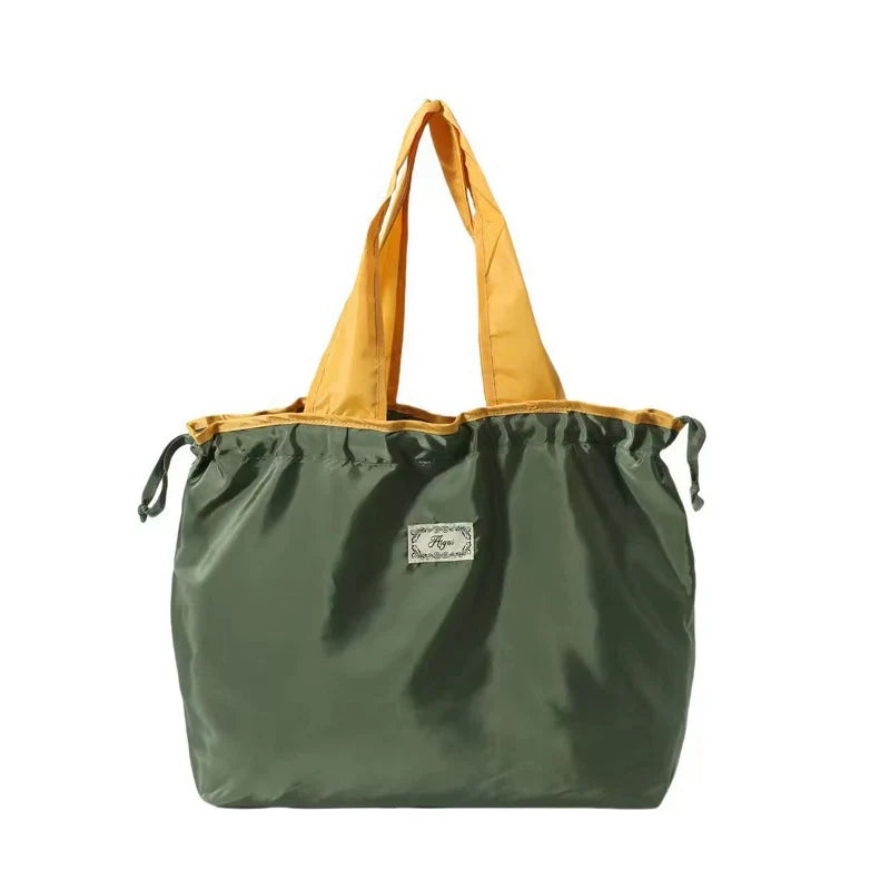 Foldable Reusable Grocery Bag | Oxford Shoulder Tote Reusable Tote Bag Peaceful Pleasures Health and Wellness green