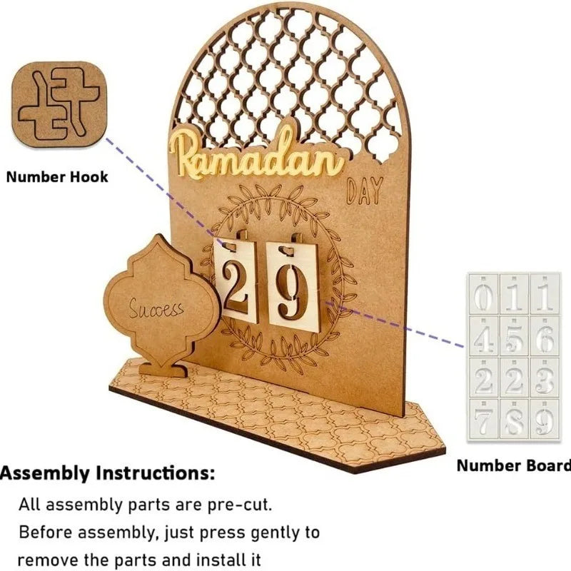 Eid Mubarak Wooden Ramadan Countdown Calendar – DIY Gift 2026