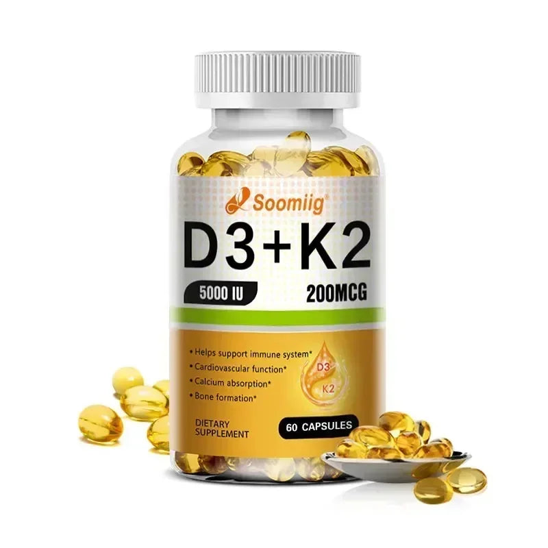 Vitamin D3 5000IU + K2 MK-7 200mcg Capsules | Bone & Immune