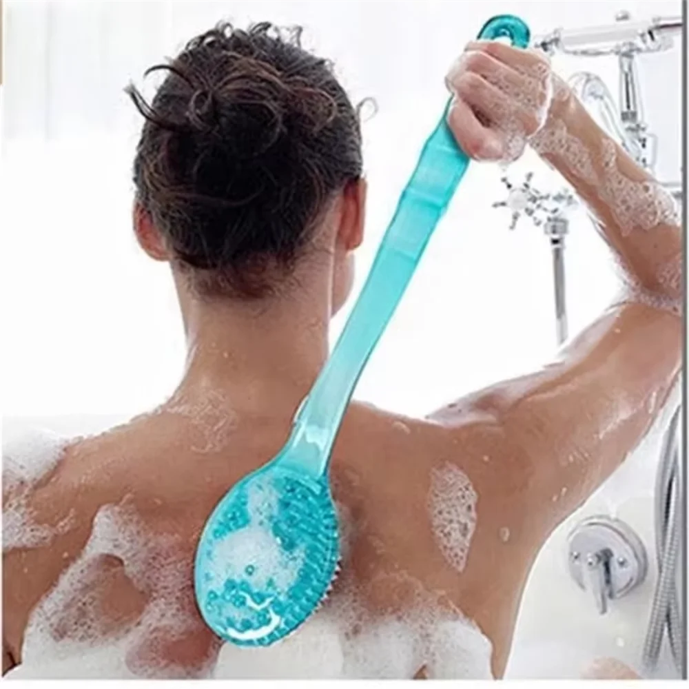Bath Brush Back Body Bath Shower Sponge Scrubber Brushes With Handle Exfoliating Scrub Skin Massager Exfoliation Bathroom Brush Peaceful Pleasures Health and Wellness