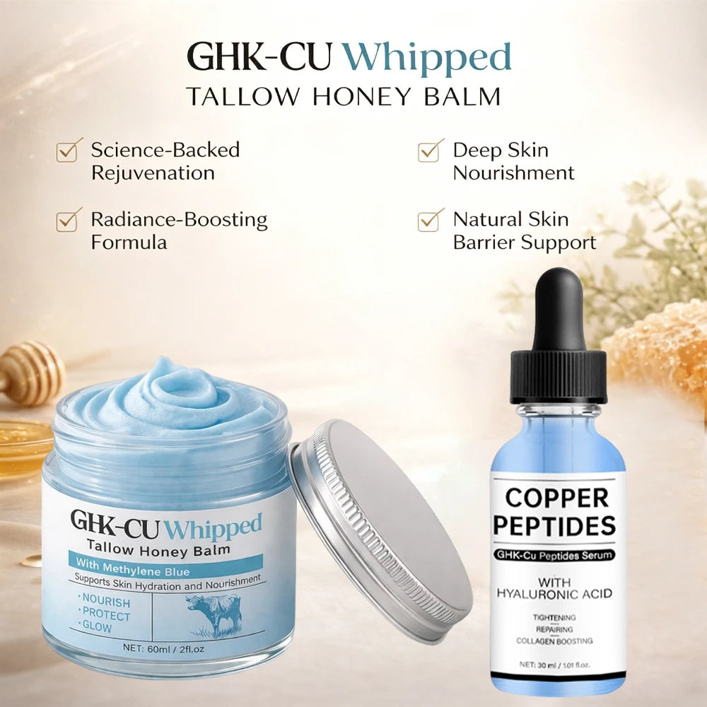 Copper Peptides GHK-Cu Beef Tallow for Skin, Blue Balm with Copper Peptides, Manuka Honey & Vitamin E, Natural Face Moisturizer Peaceful Pleasures Health and Wellness