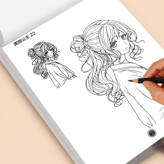 Cute Princess Sketch Coloring Book 48 Pages Anime Dress Line Drawing Peaceful Pleasures Health and Wellness