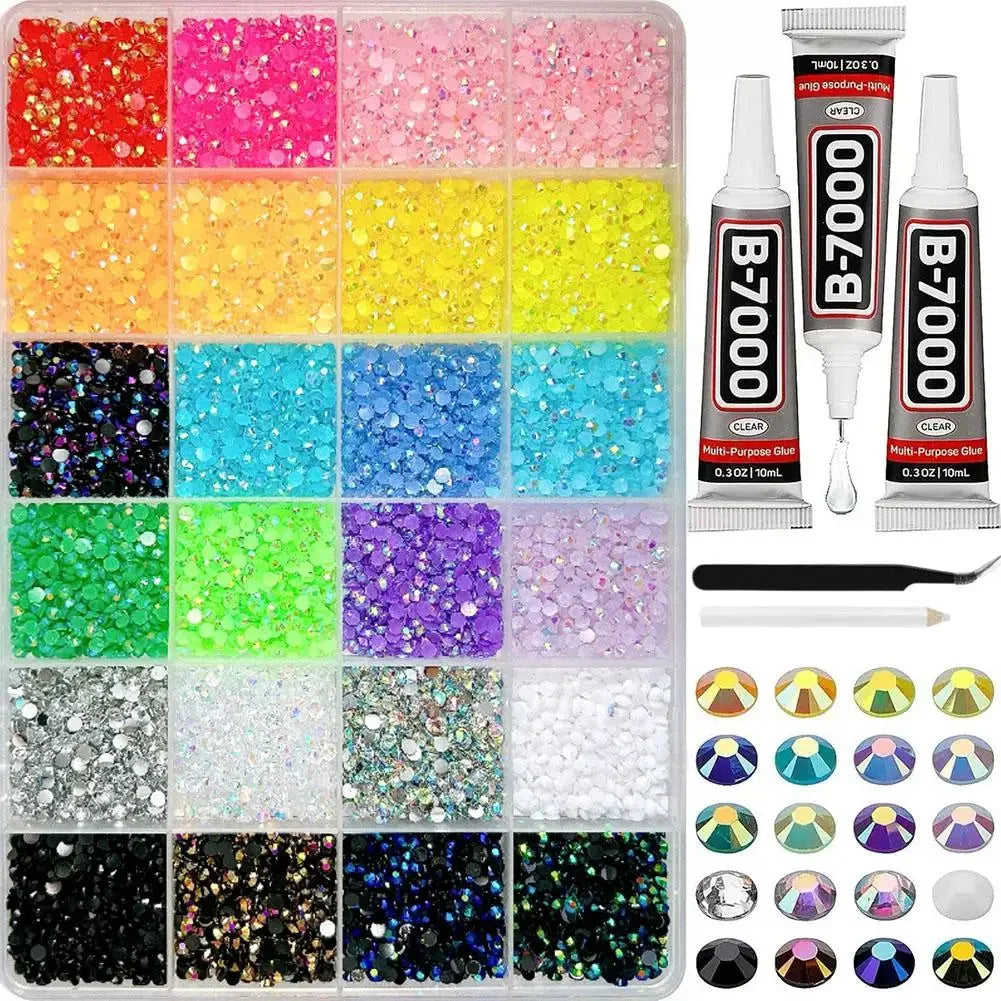 Nail Rhinestones Kit – 3D Charms for Nails & Crafts Peaceful Pleasures Health and Wellness B-24 grid kit