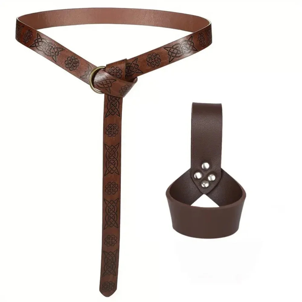 Viking Retro Leather Cosplay Belt Sword Case Aristocratic Halloween