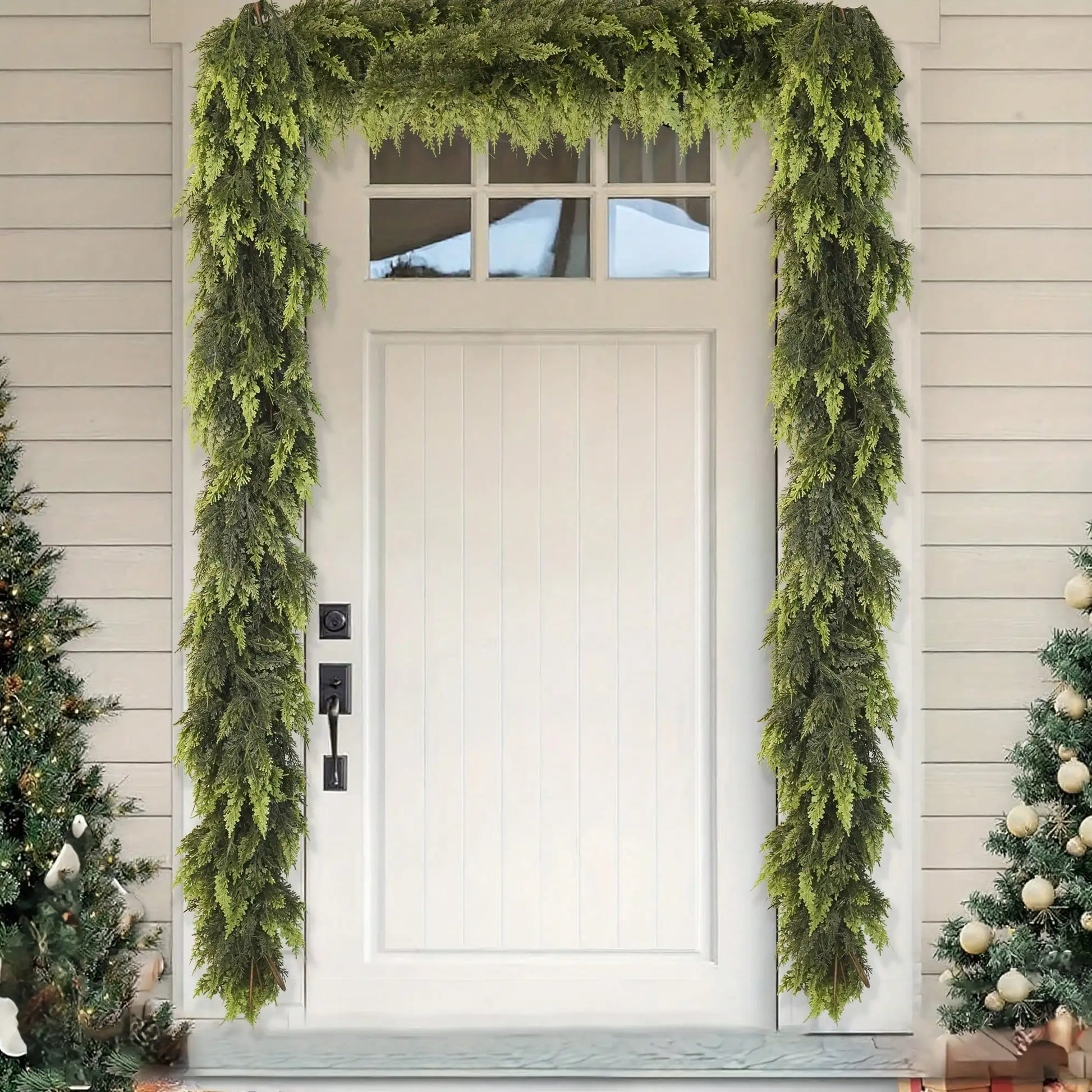 70in Artificial Christmas Garland, Dense Norfolk Pine Vine Wreath for Door Wall Mantle, Cedar Rattan Holiday Decor, 180cm Long Peaceful Pleasures Health and Wellness