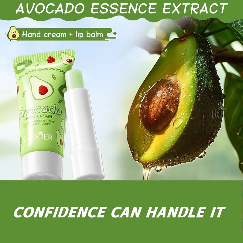 SADOER Avocado Hand Cream & Lip Balm 2-in-1 Skincare Gift Set