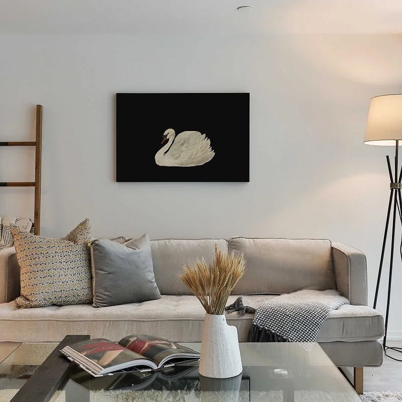 Antique Swan Watercolor Canvas Wall Art | Farmhouse Decor