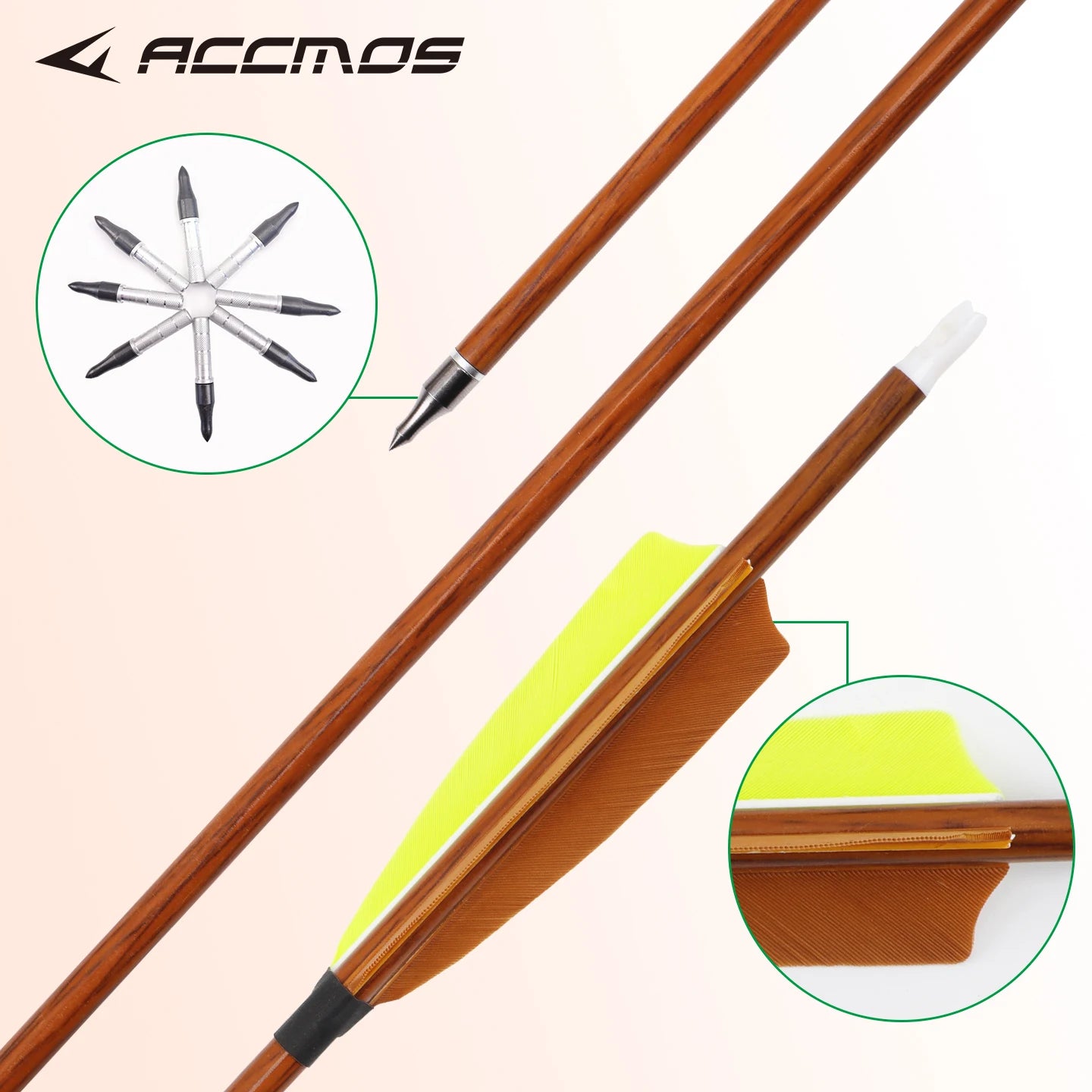 6 Wood Skin Mixed Carbon Arrows ID6 OD7 Field Archery Hunting