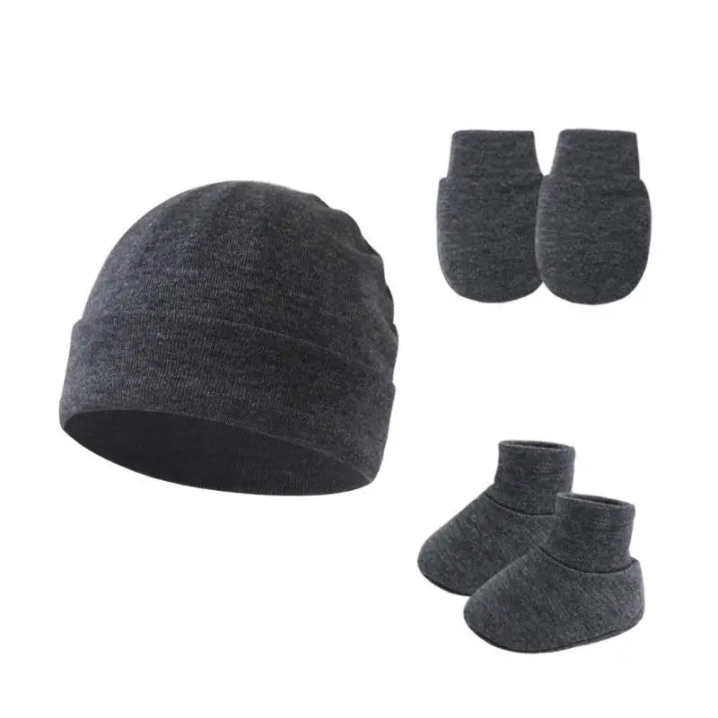 Newborn Baby Hat Gloves & Booties Set – Soft Cotton 0–9M