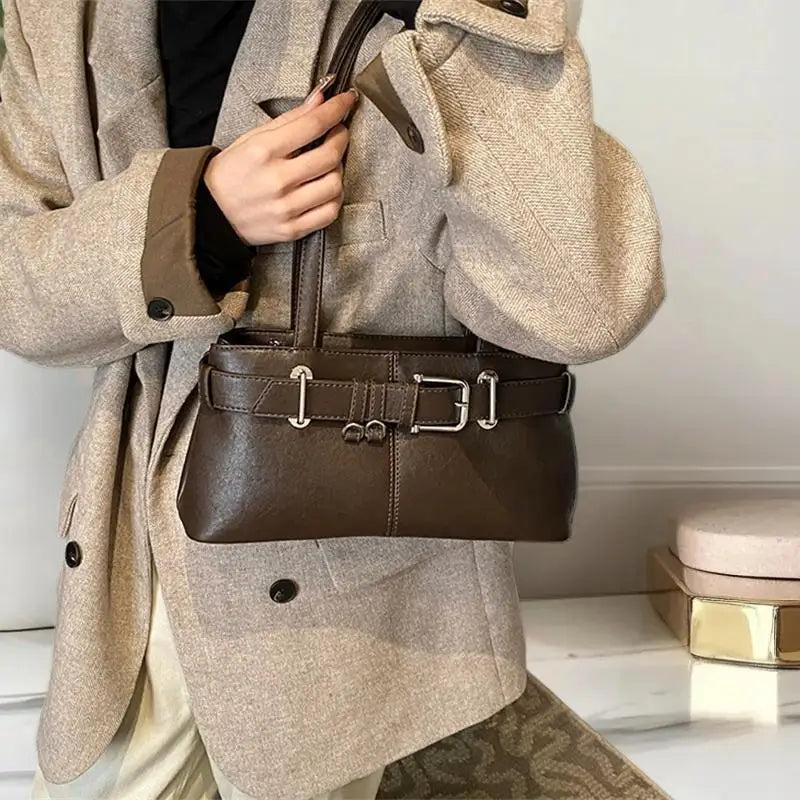 Vintage Large Capacity PU Tote Bag – Women's Shoulder Handbag