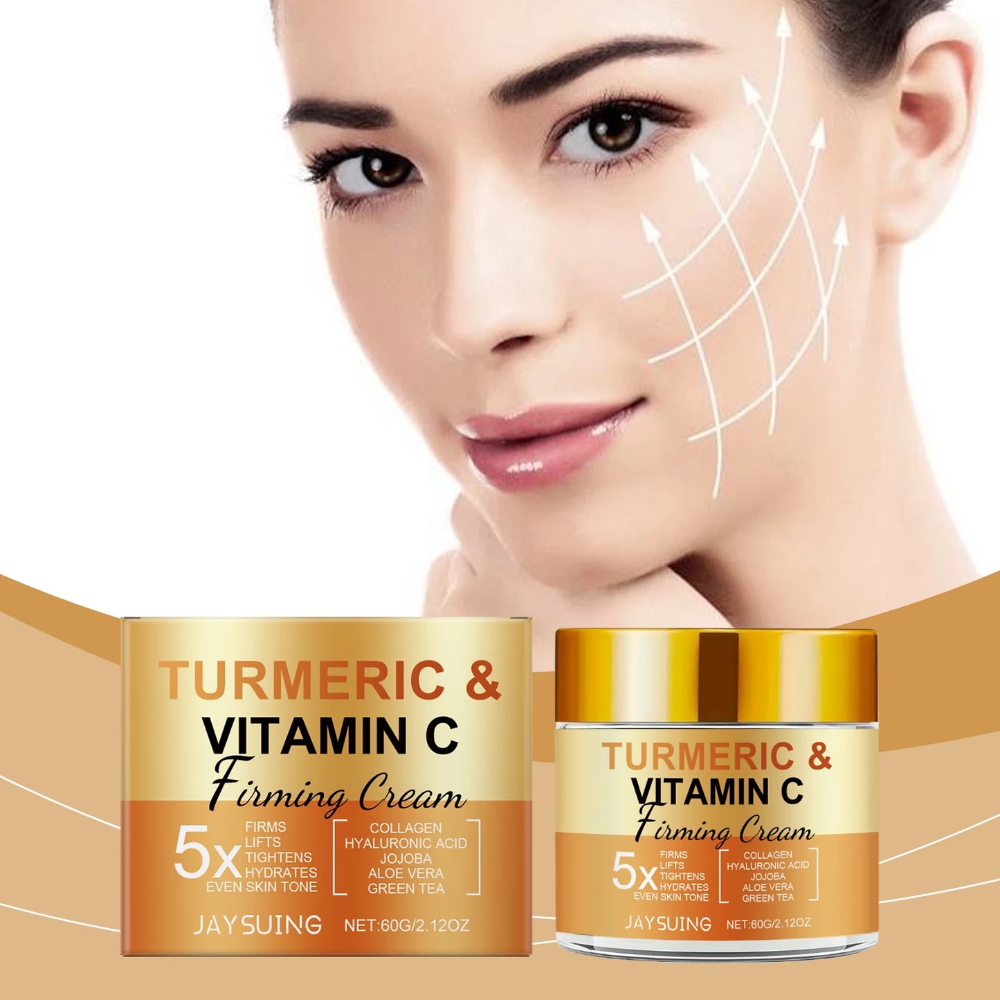 Turmeric Vitamin C Firming Face Cream Anti-Aging Remove Wrinkles Improve Dullness Moisturizing Smoothing Brighting Facial Cream Peaceful Pleasures Health and Wellness