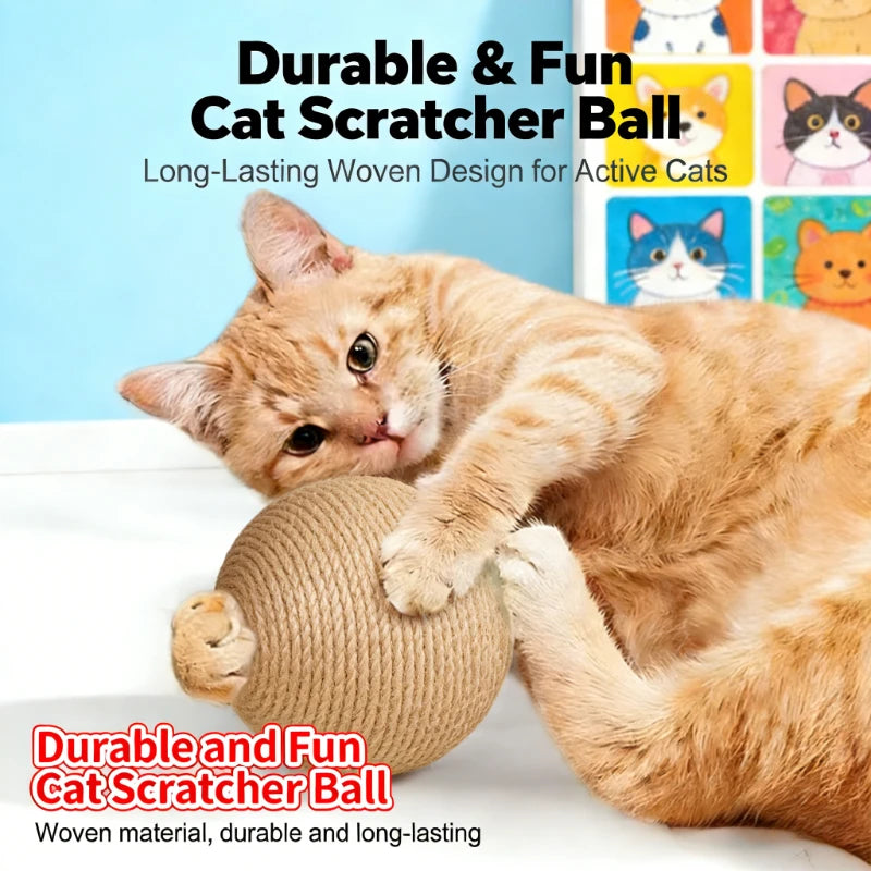 Sisal Cat Ball Toy – Interactive Scratching Balls for Kittens Cat Sisal Toy Ball Peaceful Pleasures Health and Wellness