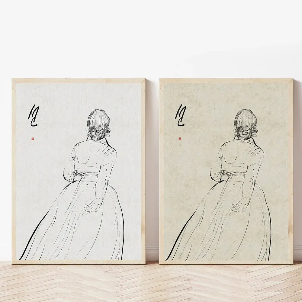 Korean Hanbok Traditional Canvas Wall Art | Vintage Asian Poster