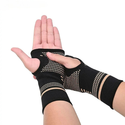 1Pcs Copper Professional Wristband Sports Compression Wrist Guard Arthritis Brace Sleeve Support Elastic Palm Hand Glove Peaceful Pleasures Health and Wellness