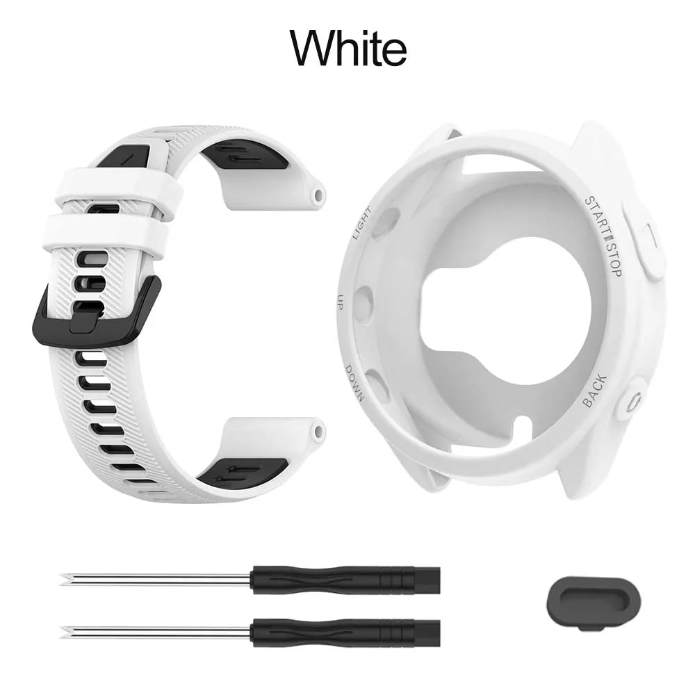 2-in-1 Silicone Case & Strap for Garmin Forerunner 965 Peaceful Pleasures Health and Wellness White