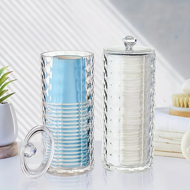 Clear Acrylic Bathroom Cup Dispenser – Diamond Grain Mouthwash Cup Holder for 3 oz Cups