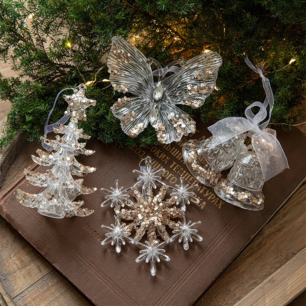 Crystal Acrylic Snowflake Christmas Tree Hanging Ornaments