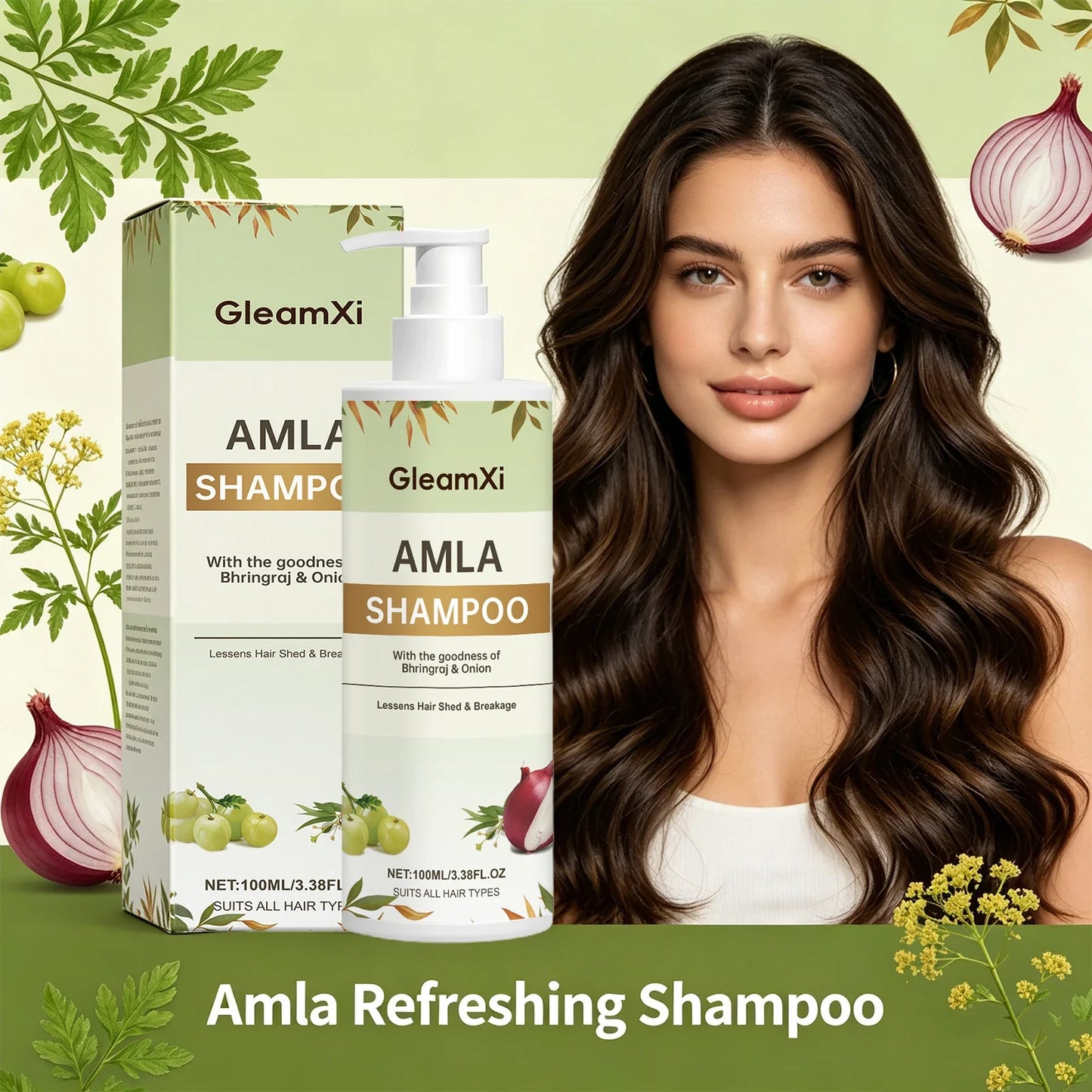 Gleamxi Amla Onion Bhringraj Strengthening Shampoo 100ml